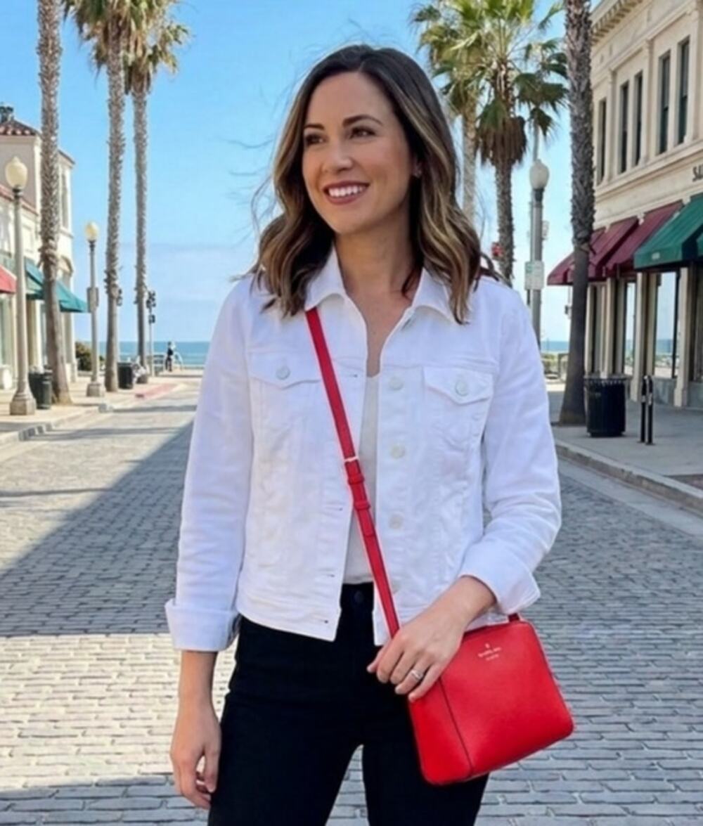 $298 KATE SPADE NWT Classic All White Denim Jean Jacket – Large